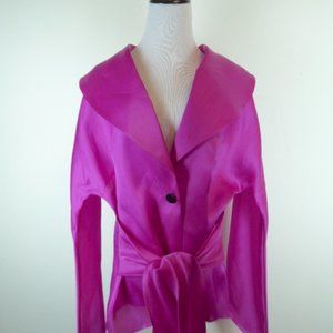 Jones New York Collection Pink Silk Organza Top Jacket Xl